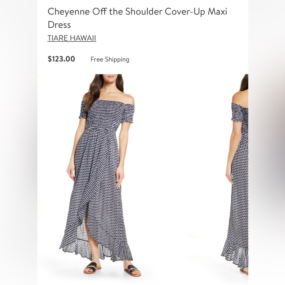 Tiare Hawaii dress coverup one size dark navy and white